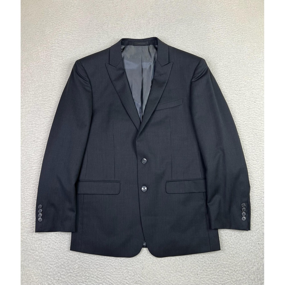 Calvin Klein Blazer Mens 42R Charcoal Pinstripe Wool Extreme Slim Fit Two Button